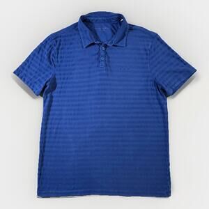 John Varvatos Mens Blue Short Sleeve Striped Polo Shirt Size M